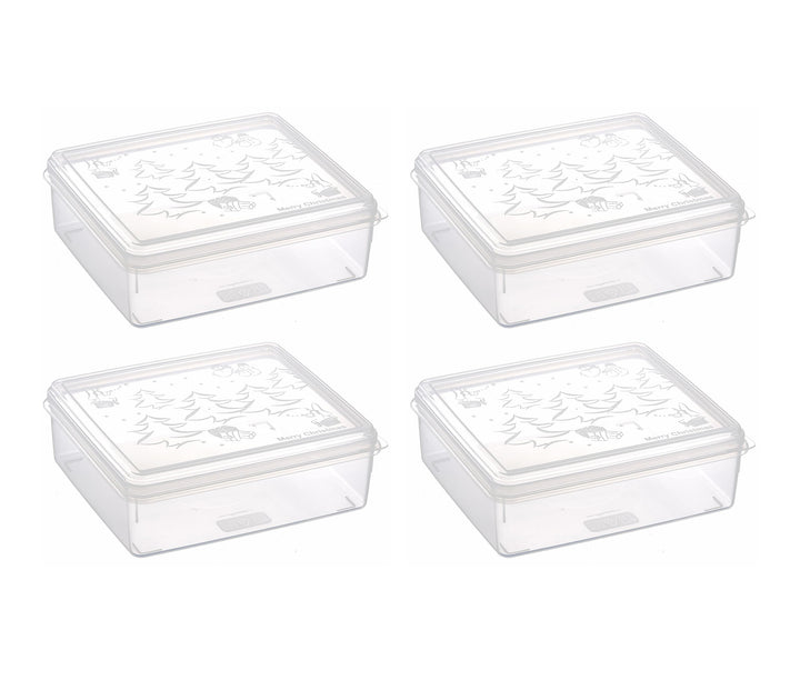MiraHome Keksdosen 4er Set transparent mit Classic-Design 2,5L – Rechteckige Plätzchendosen – Ideal