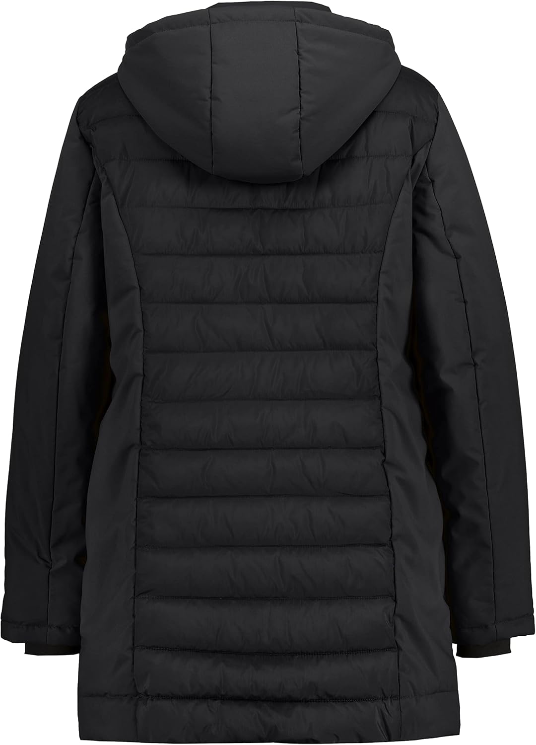 Ulla Popken Damen Hybrid, Wasserabweisend, Stepp/Softshell, Kapuze Jacke, Schwarz