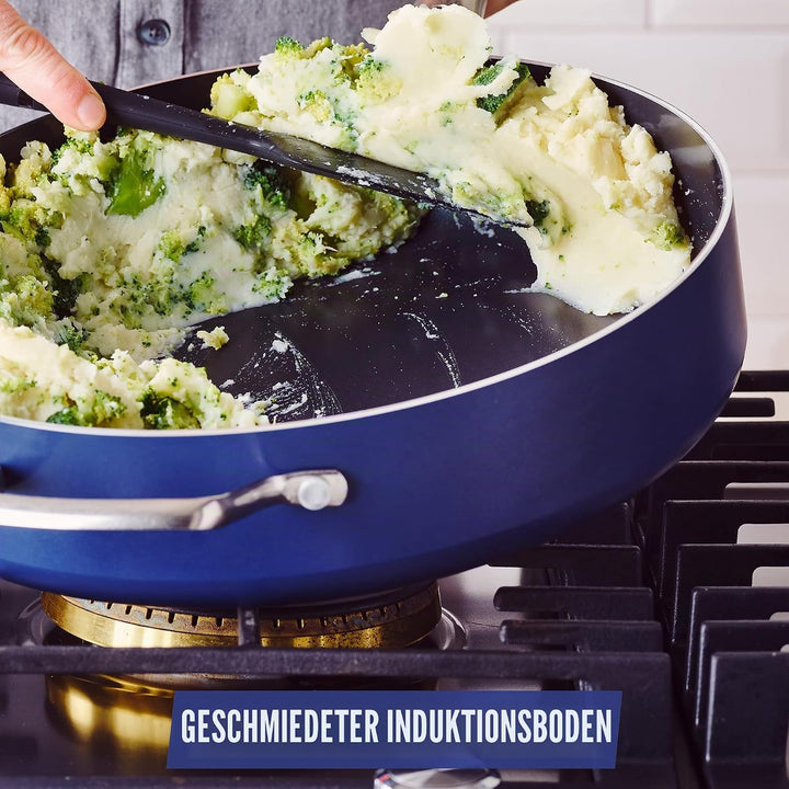 Blue Diamond Cookware Diamantstruktur Keramik Antihaft 28 cm/4,3 L Schmorpfanne mit Hilfsgriff und D