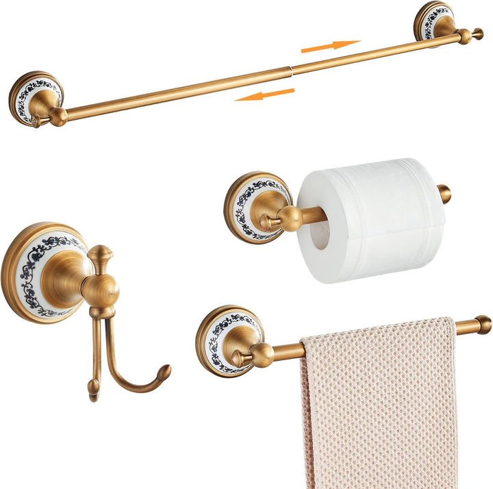 Antike Bronze Badezimmer Hardware Set,Verstellbarer Handtuchhalter, Toilettenpapierhalter, Handtuchh