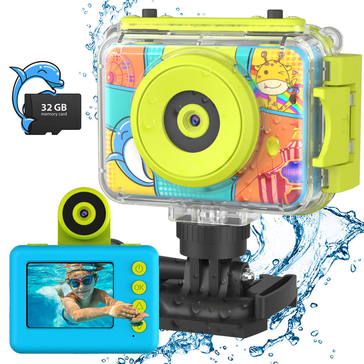 CHAKEYAKE Kinderkamera, 1080P HD Digitalkamera Kinder, Fotoapparat Wasserdicht Kamera Kinder für Out