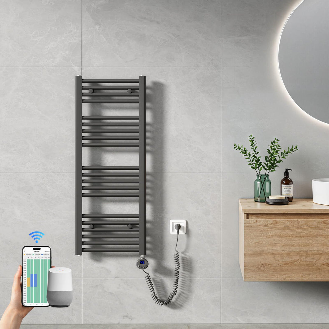 Heilmetz Handtuchheizkörper Elektrisch 1000 x 400 mm, Smart WiFi Thermostat Elektrischer Badheizkörp