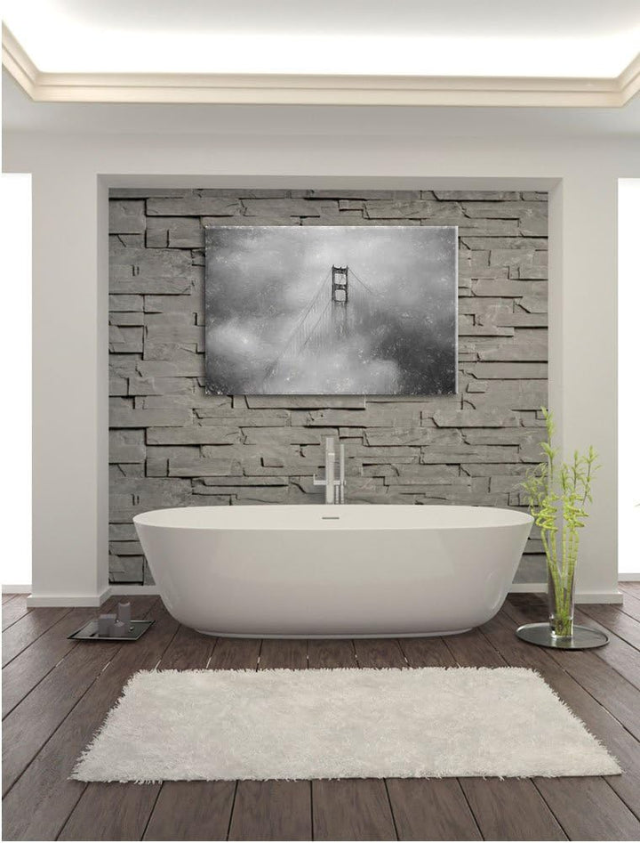 Pixxprint Golden Gate Bridge über den Wolken als Leinwandbild/Grösse: 100x70 / Wandbild/Kunstdruck/f