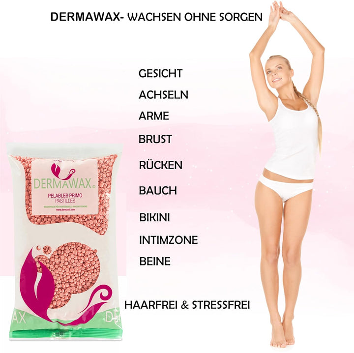 Dermawax 1 kg Pink Wachsperlen Heisswachs Waxing Perlen zur Haarentfernung Anwendung ohne Wachsstrei