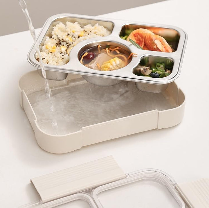 Brotdose Metall mit Trennfächern - Frühstückbox und Essensbox aus Edelstahl 304 1000 ml für Schule,