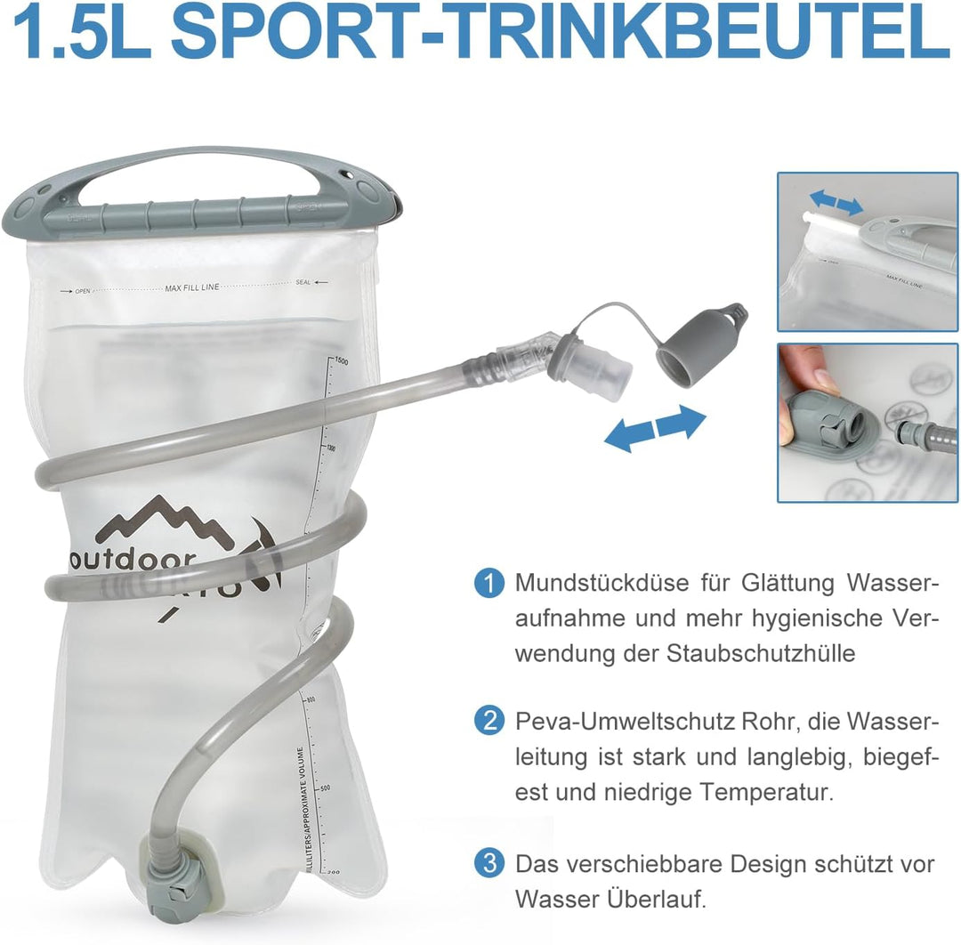INOXTO Sport Wasserbeutel Weste Mit 1.5l Trinkblasen Running Weste Rucksack FüR Outdoor Wandern Trai