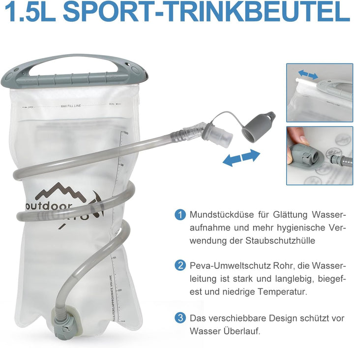 INOXTO Sport Wasserbeutel Weste Mit 1.5l Trinkblasen Running Weste Rucksack FüR Outdoor Wandern Trai