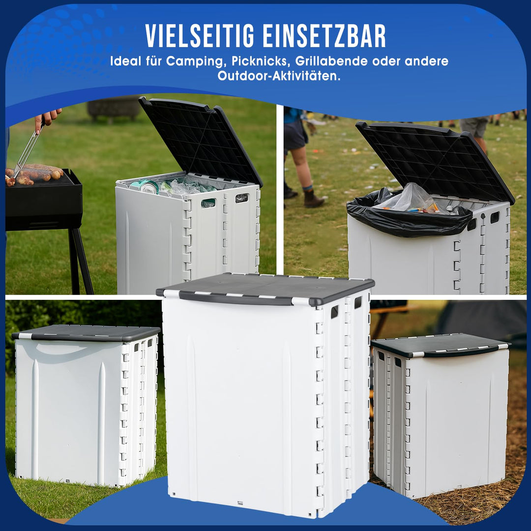 Faltbarer Mülleimer 30L mit Deckel – Klappbarer Abfalleimer Camping, Wohnmobil & Outdoor – platzspar