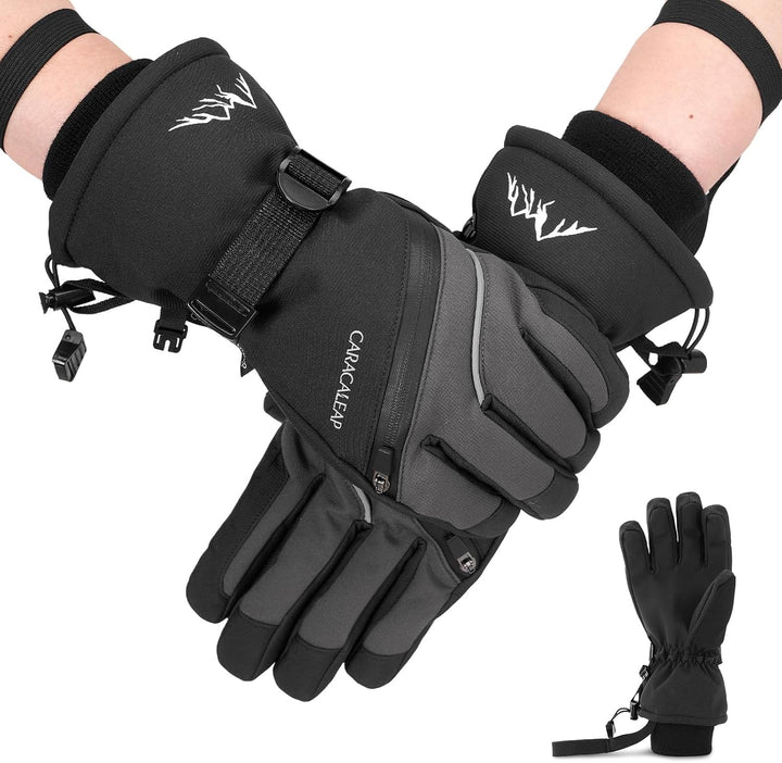 Skihandschuhe Männer Frauen Schnee Handschuhe Winddicht Winter Wasserdicht L Schwarz, L Schwarz