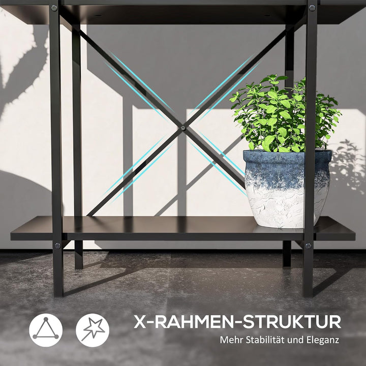 Outsunny 2-Etagen Pflanzenständer, Blumenständer für Innen Aussen, Pflanzenregal aus Metall, mehrstö