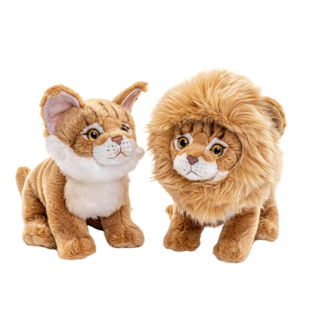 Uni-Toys - Maine-Coon-Katze mit aufsetzbarer Löwenmähne - 20 cm (Höhe) - Plüsch-Kätzchen - Plüschtie