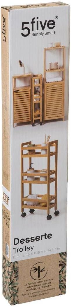 5 five simply smart Schmaler beistelltisch 3 Ebenen mit bambusrollen cm Bambus, cm Bambus