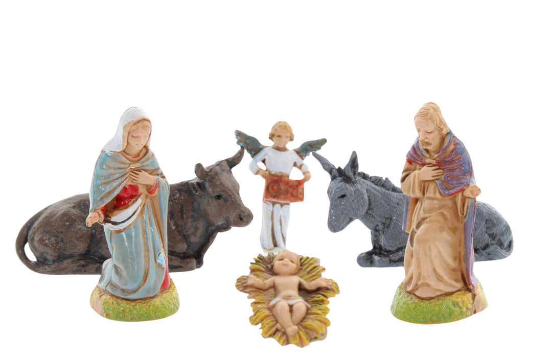 Moranduzzo Krippe 6 Figuren Geeignet für Krippe 6 cm Massstab 1:32 – MINI 6 – Unzerbrechliche Figur,