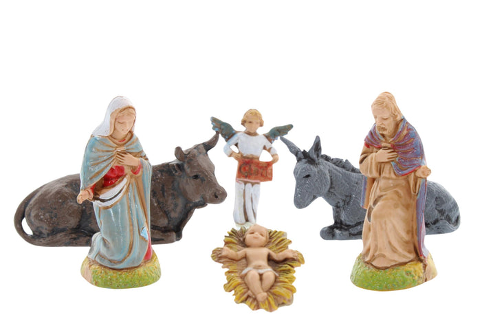 Moranduzzo Krippe 6 Figuren Geeignet für Krippe 6 cm Massstab 1:32 – MINI 6 – Unzerbrechliche Figur,