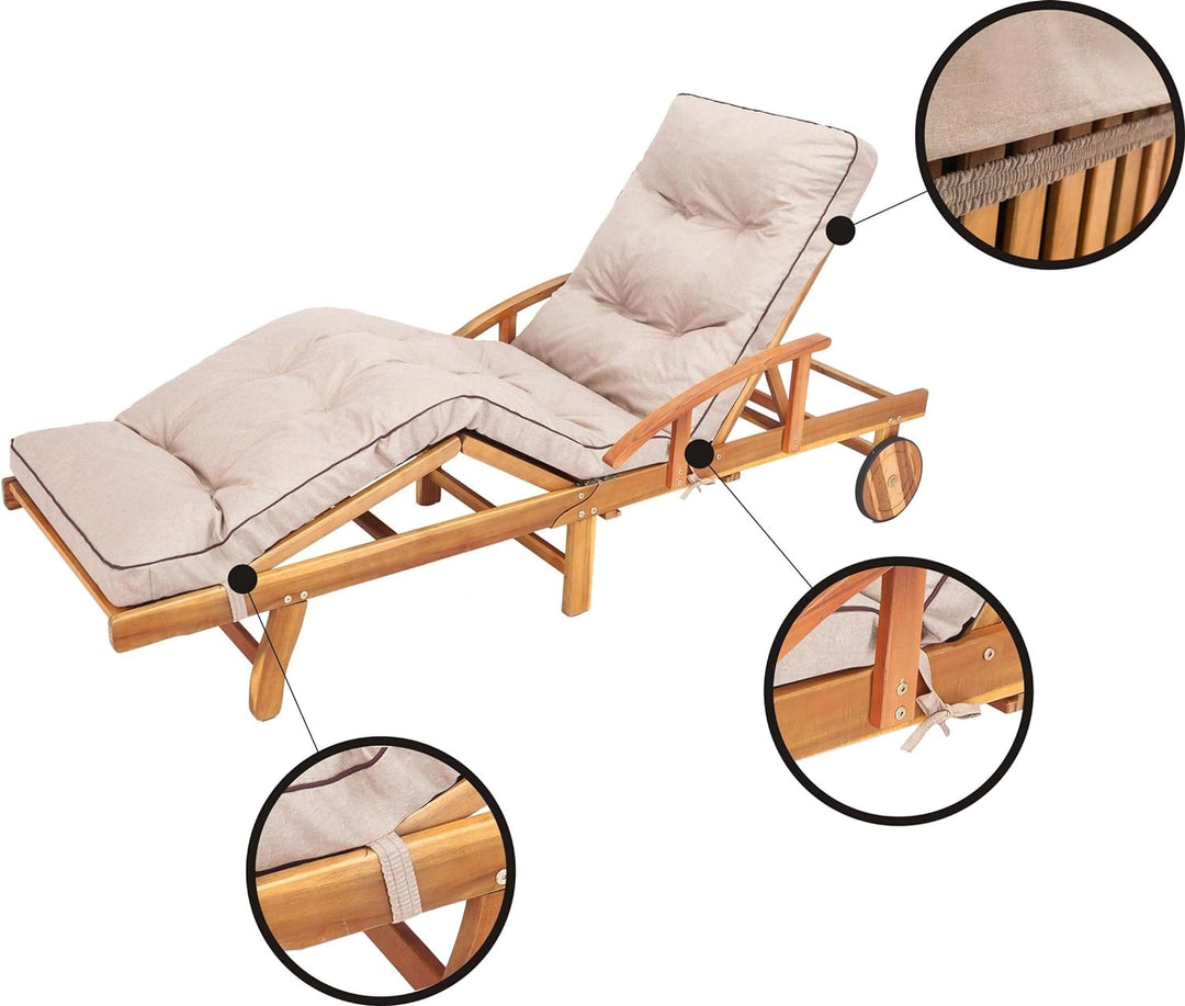 Liegenauflage, Auflage für Gartenliege 200 x 55 x 8 cm, Auflagen für Deckchair, Polsterauflage für S