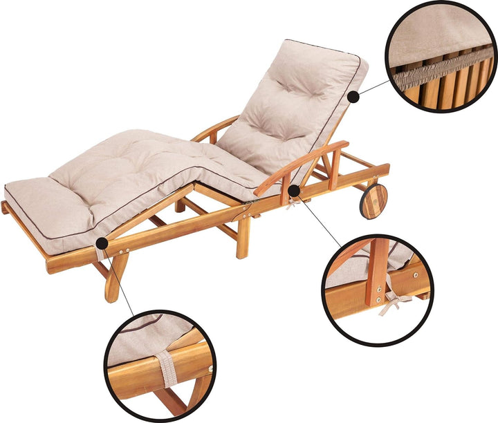 Liegenauflage, Auflage für Gartenliege 200 x 55 x 8 cm, Auflagen für Deckchair, Polsterauflage für S