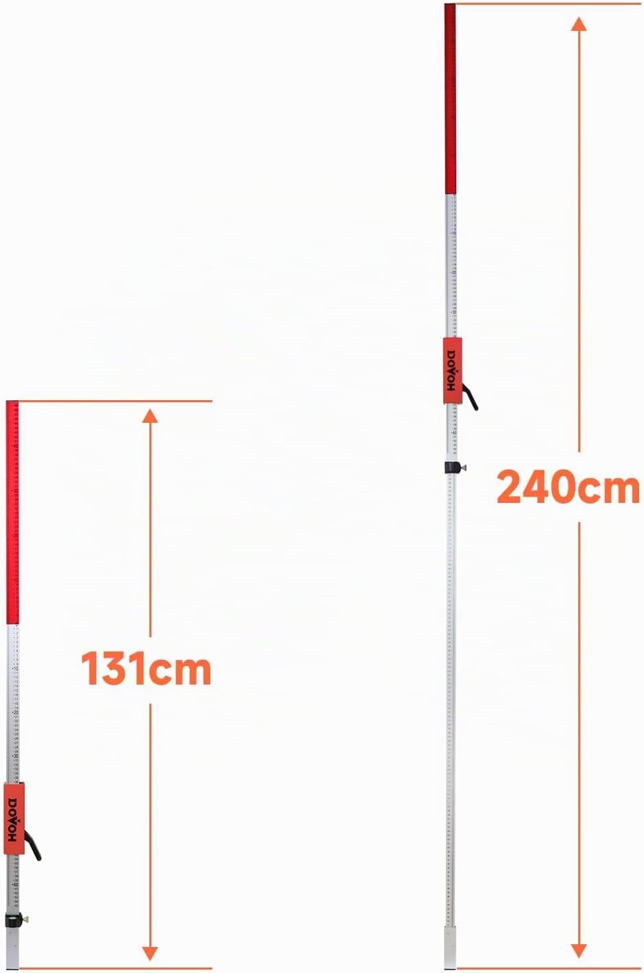 Teleskop Nivellierlatte, Laser-Grade-Stab mit Schnellverschlussschieber für Laserempfänger,7,9ft/2,4