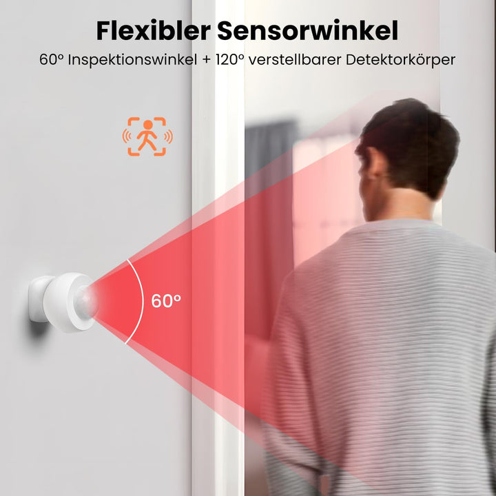 MIUCDA Zigbee Smart Bewegungsmelder Indoor, Zigbee Hub Erforderlich, Bewegungssensor Einstellbares E