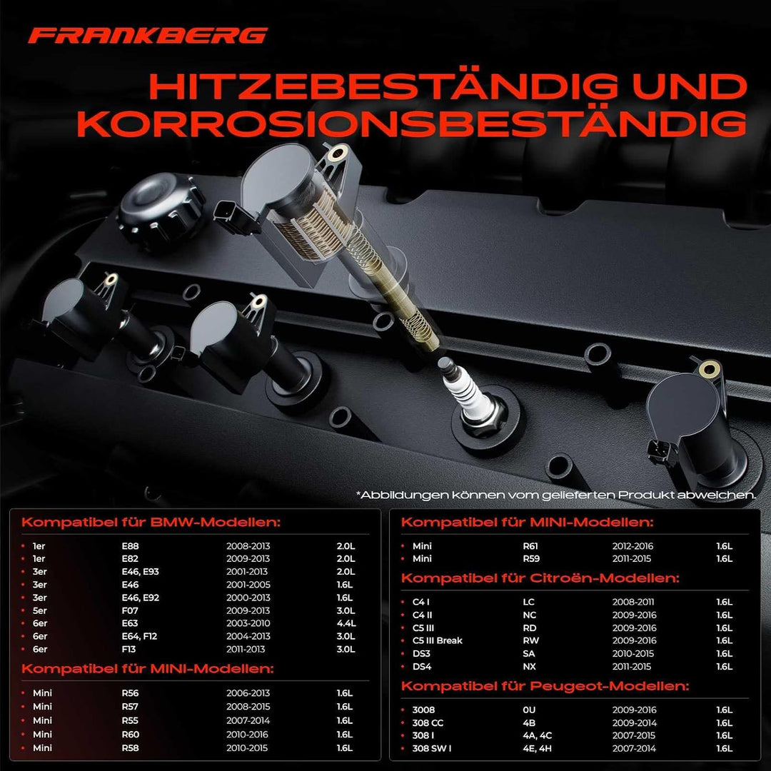 Frankberg 1x Zündspule Zündmodul Kompatibel mit 116i-135i 220i 316i-335i M3 520i-550i 630i-650i 735i