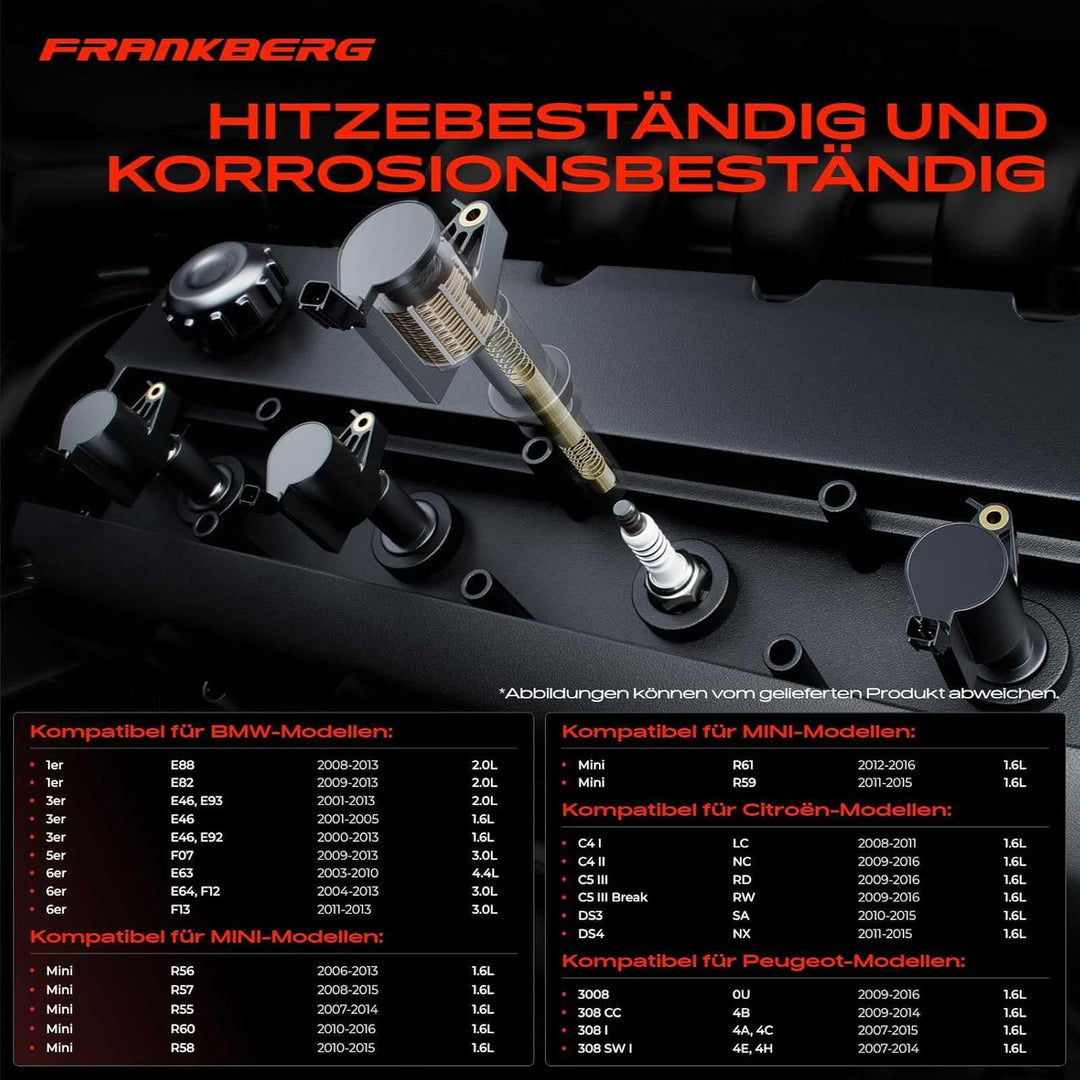 Frankberg 1x Zündspule Zündmodul Kompatibel mit 116i-135i 220i 316i-335i M3 520i-550i 630i-650i 735i