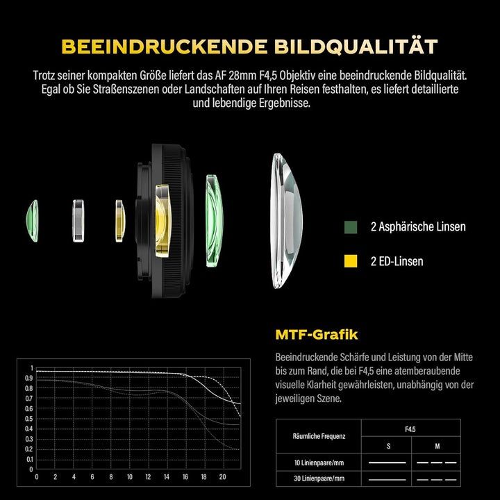 VILTROX 28mm F4.5 Ultradünn Pfannkuchen-Objektiv E-Mount Autofokus 28 mm f/4.5 FE Chip-Grösse Full F