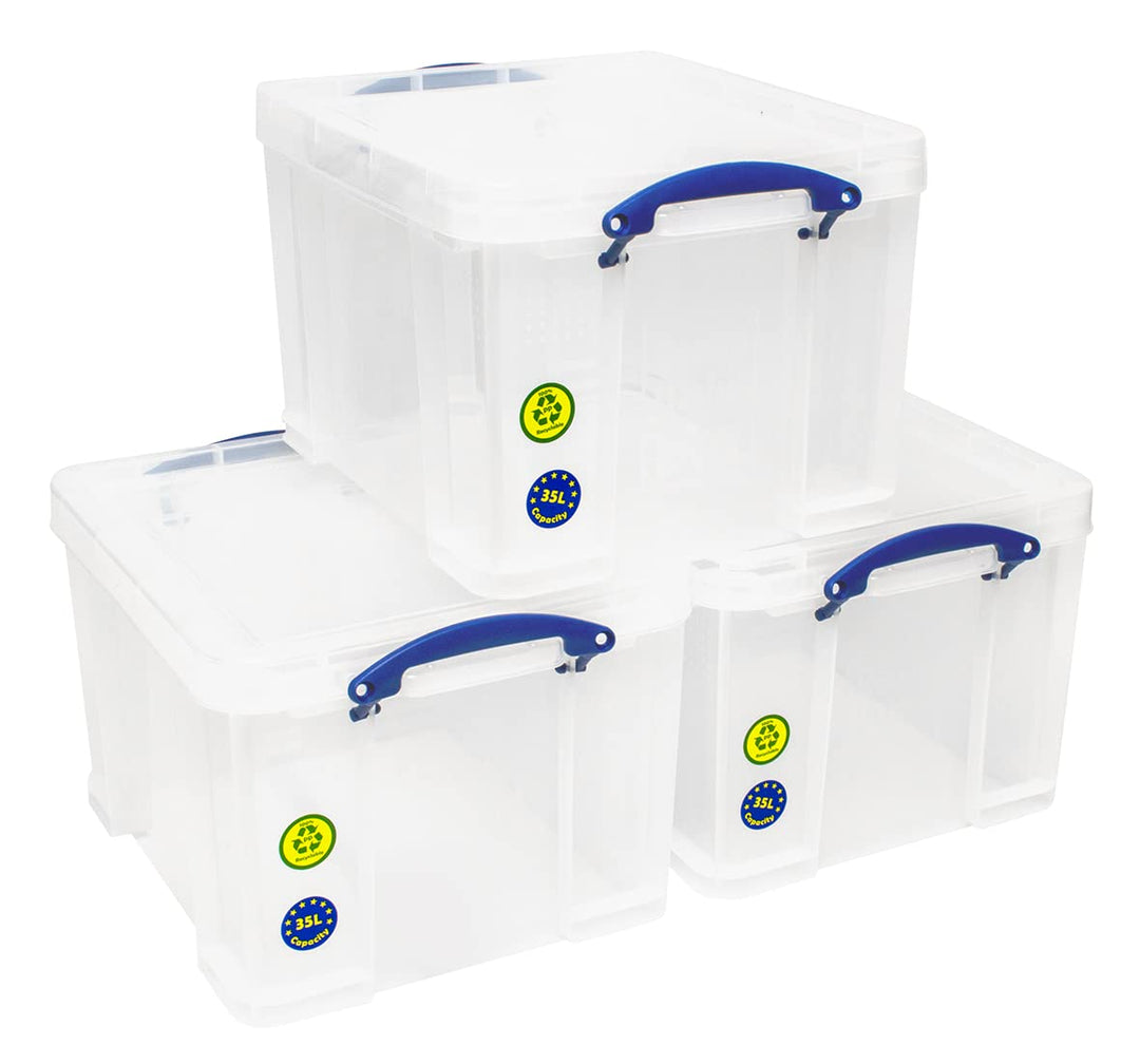 Really Useful Aufbewahrungsboxen 3er-Pack 35 l farblos 35 l 3er-Pack Single, 35 l 3er-Pack Single