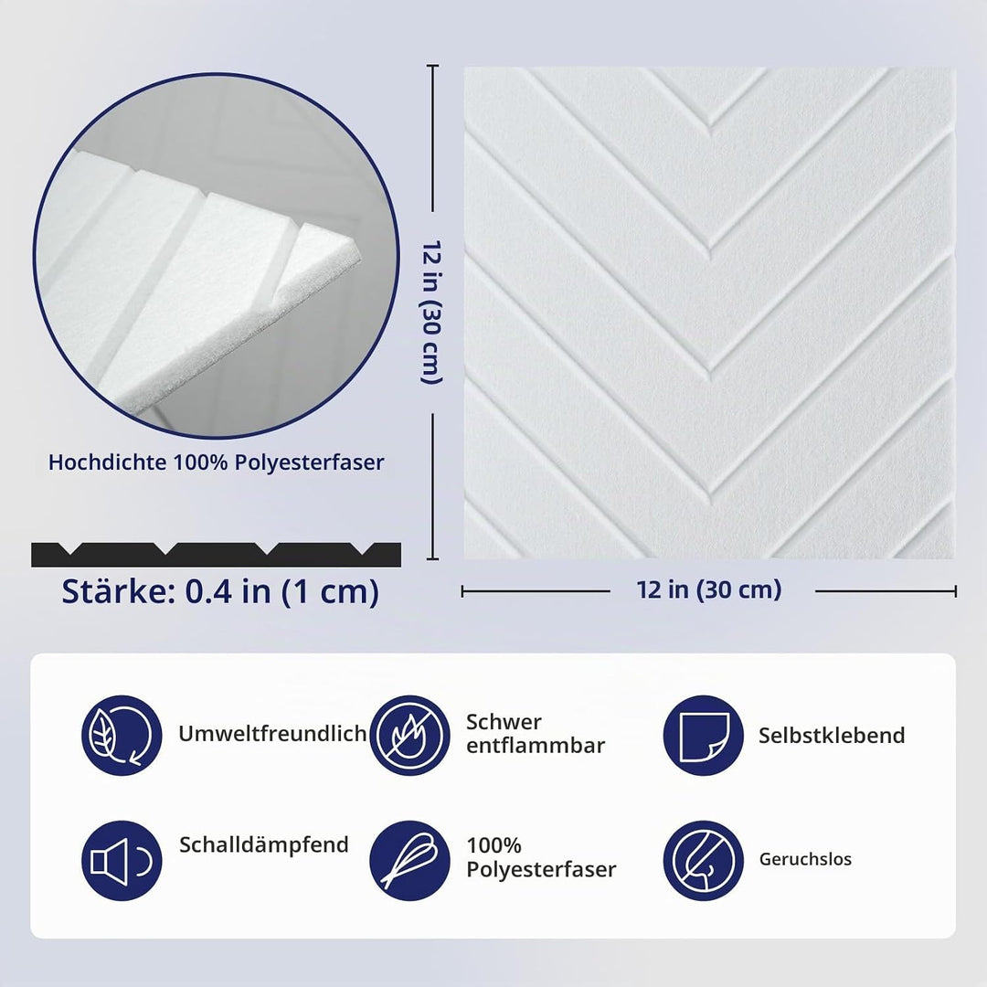 Vieshful Selbstklebende Akustikpaneele 20 Stück 30x30x1 cm – Hochdichte Schallschutzplatten Wandpane