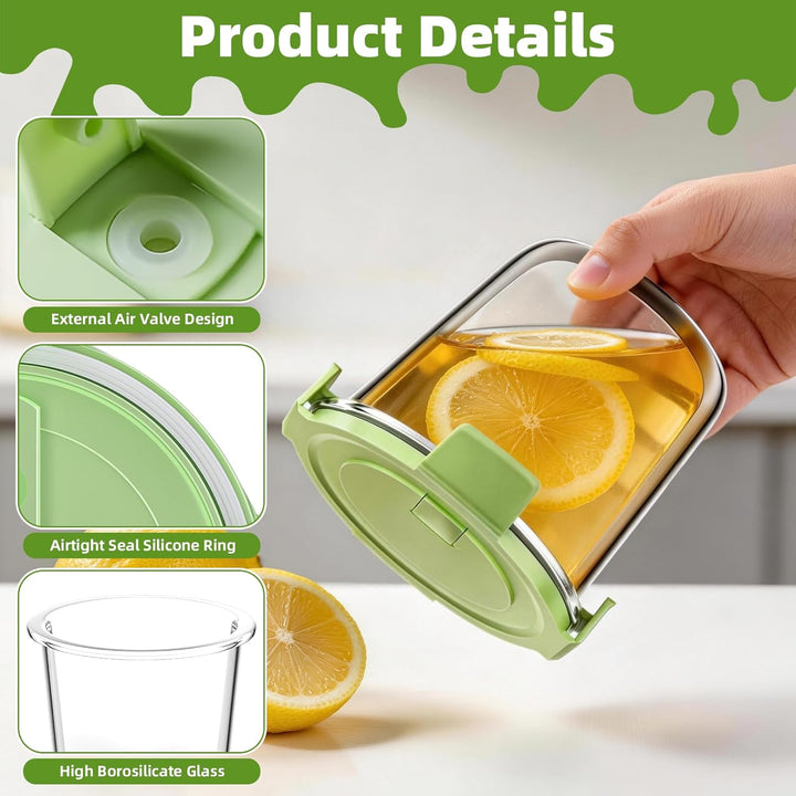 4er Set Runde Glasbehälter mit Deckel, 710 ml Meal Prep Gläser für Suppe, Salat, Müsli – Luftdicht,