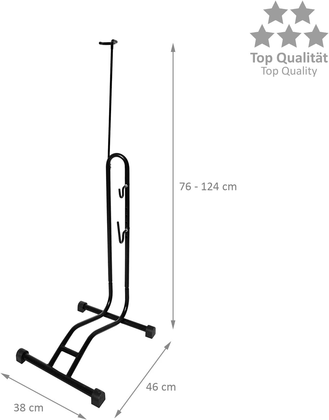 2x WELLGRO® Fahrradständer - Stahl, schwarz, sicherer Stand, Haken mit Kunststoffummantelung, 3 Funk