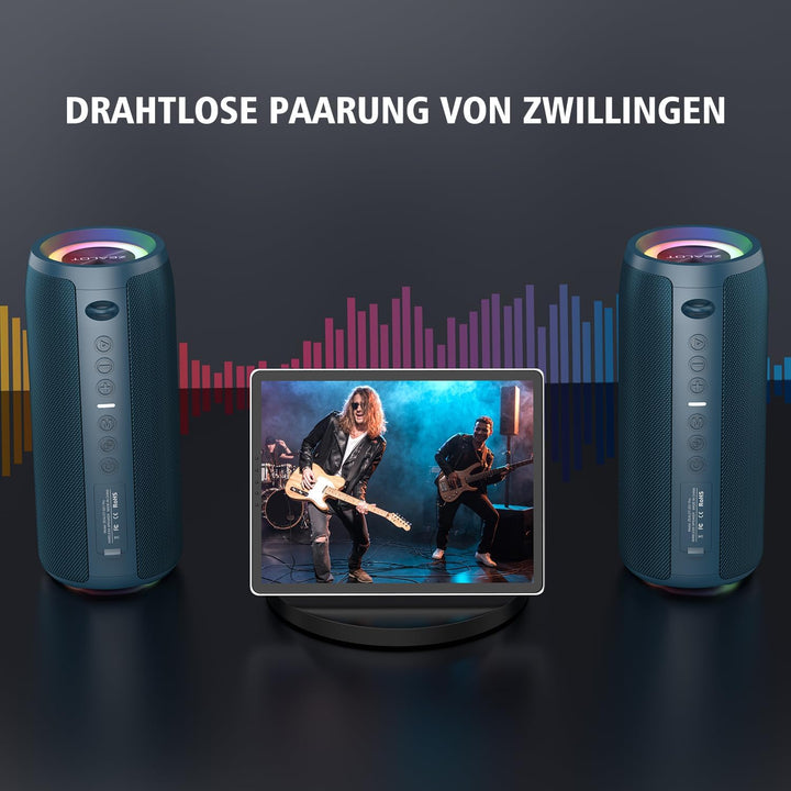 ZEALOT Bluetooth Lautsprecher mit Licht,Musikbox Tragbarer Blueooth Box,40W kraftvoller Stereo,Dual