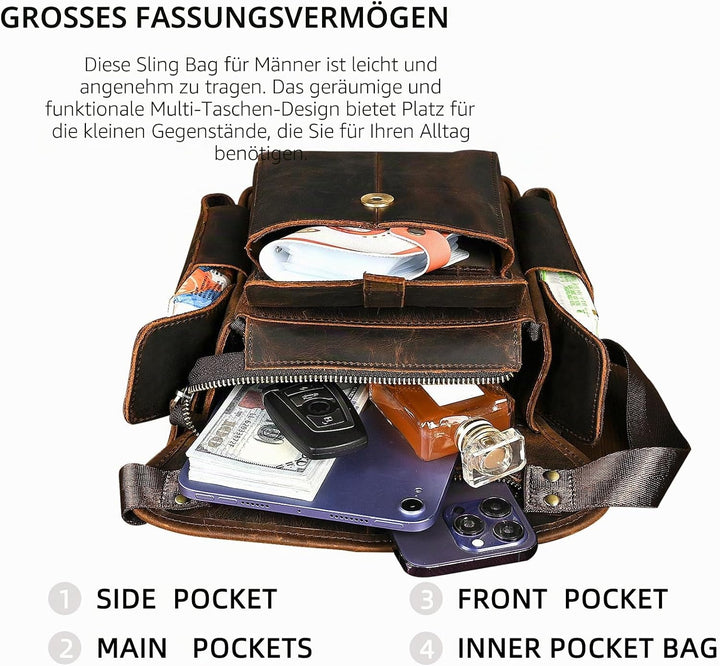 Herren Canvas + Leder Motorrad Reiten Tasche Beinbeutel Beintasche Aussenbeintasche Hüfttasche Drop