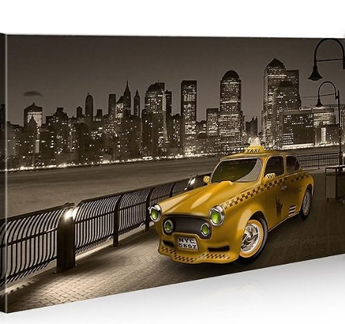 islandburner Bild Bilder auf Leinwand Trabi 1p Yellow Cab New York XXL Poster Leinwandbild Wandbild