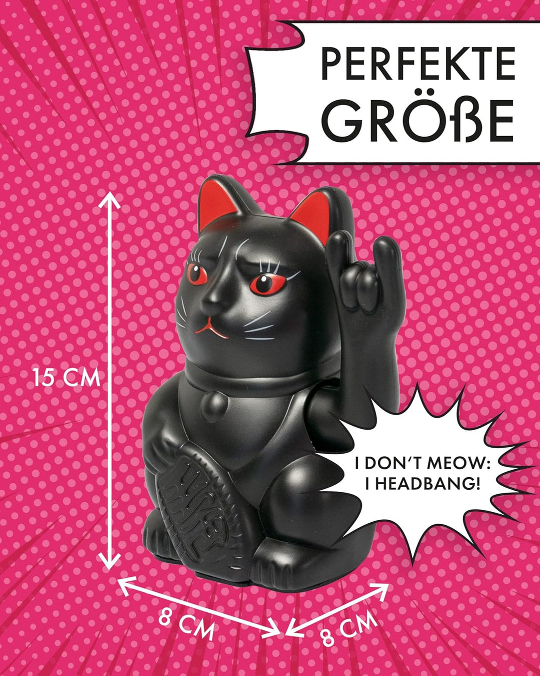 ANGRY CAT - Winkekatze Lucky CAT - rockige, winkende - Rock- japanische Winkkatze rockt - Dekoartike