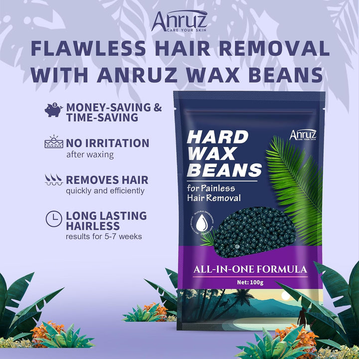 ANRUZ Waxing Set- A1-Black Wachswärmer Wachs Haarentfernung mit 400g Wachsperlen,Silikonschale und 2