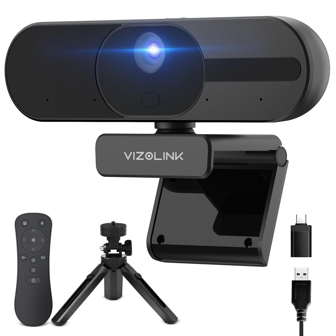 V21 Webcam 4K, Ultra HD Webcam mit Mikrofon, Lautsprecher, Fernbedienung, Zoom, 112°Sichtfeld, Autof