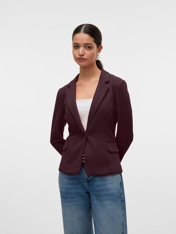 VERO MODA Damen Vmjulia Ls DNM Noos Blazer 34 Winetasting, 34 Winetasting