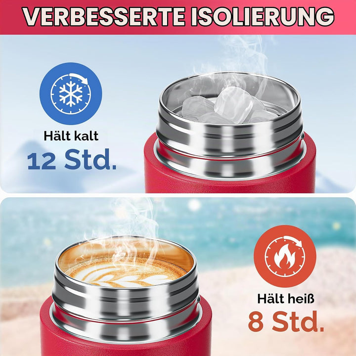 【Upgrade-Version】Exllena Mini Thermosflasche 250ml mit Edelstahl-Deckel, Trinkflasche Klein Doppelwa