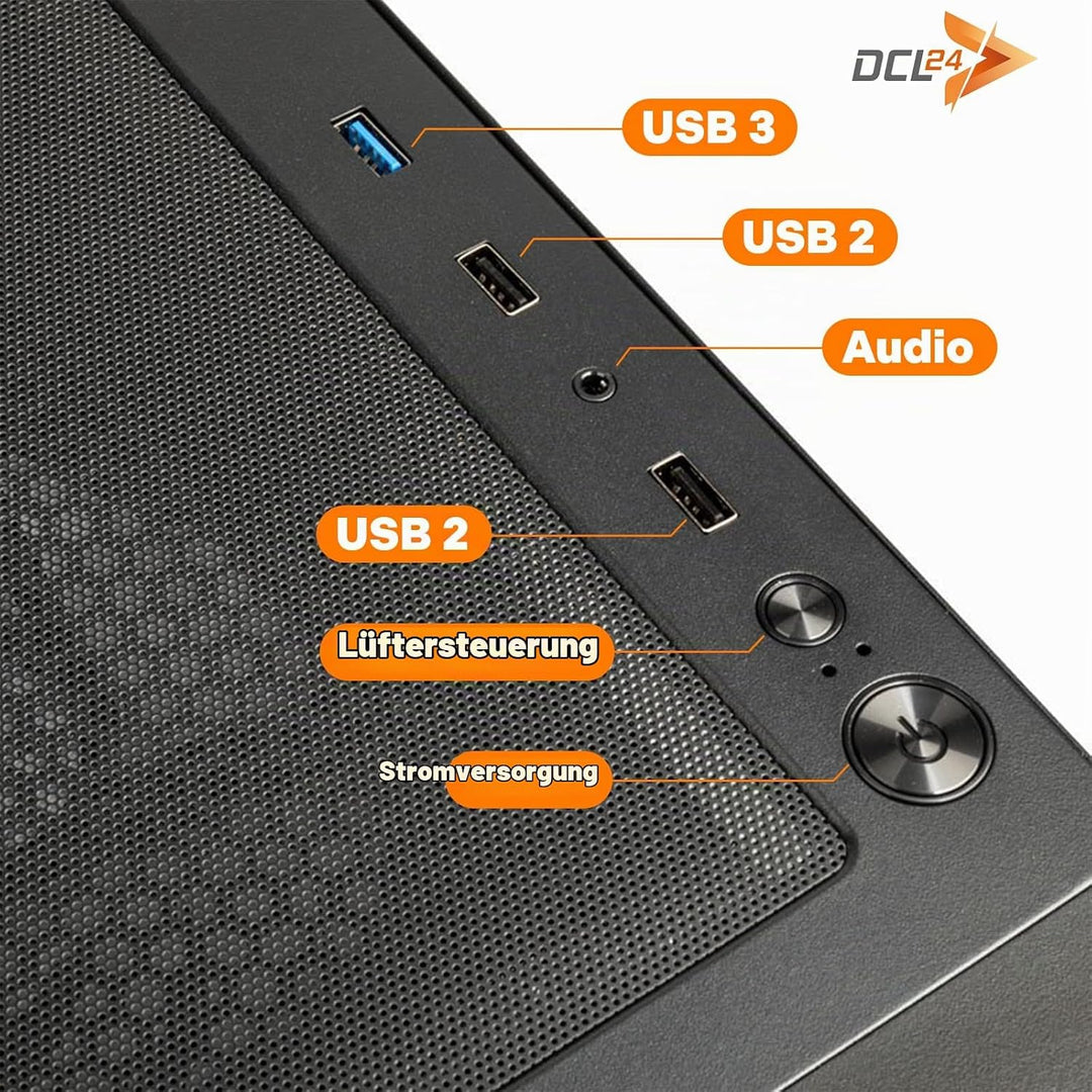 dcl24 Gaming Rechner AMD Ryzen 5 5500, RTX3050 8GB - 500GB SSD, 16GB DDR4, Gamer PC mit 6x4.2 GHz, s