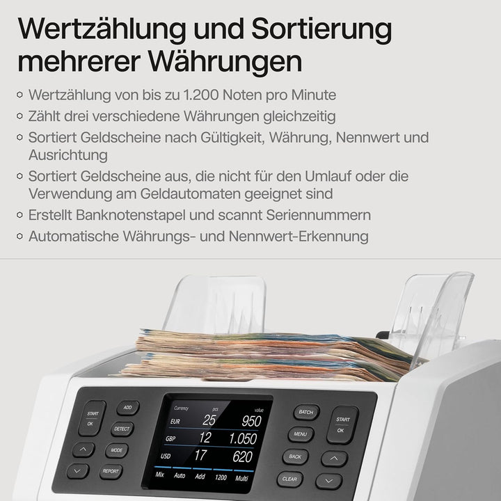 Safescan 2995-SX Geldzählmaschine, Wertzählung und Fitness-Sortierung von gemischten Banknoten - Ban
