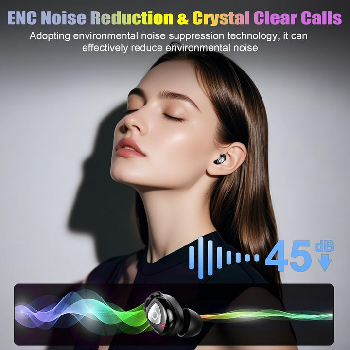 Bluetooth Kopfhörer, 2026 In Ear Kopfhörer Kabellos Bluetooth 5.4 mit 4 ENC Noise Cancelling Mic, St