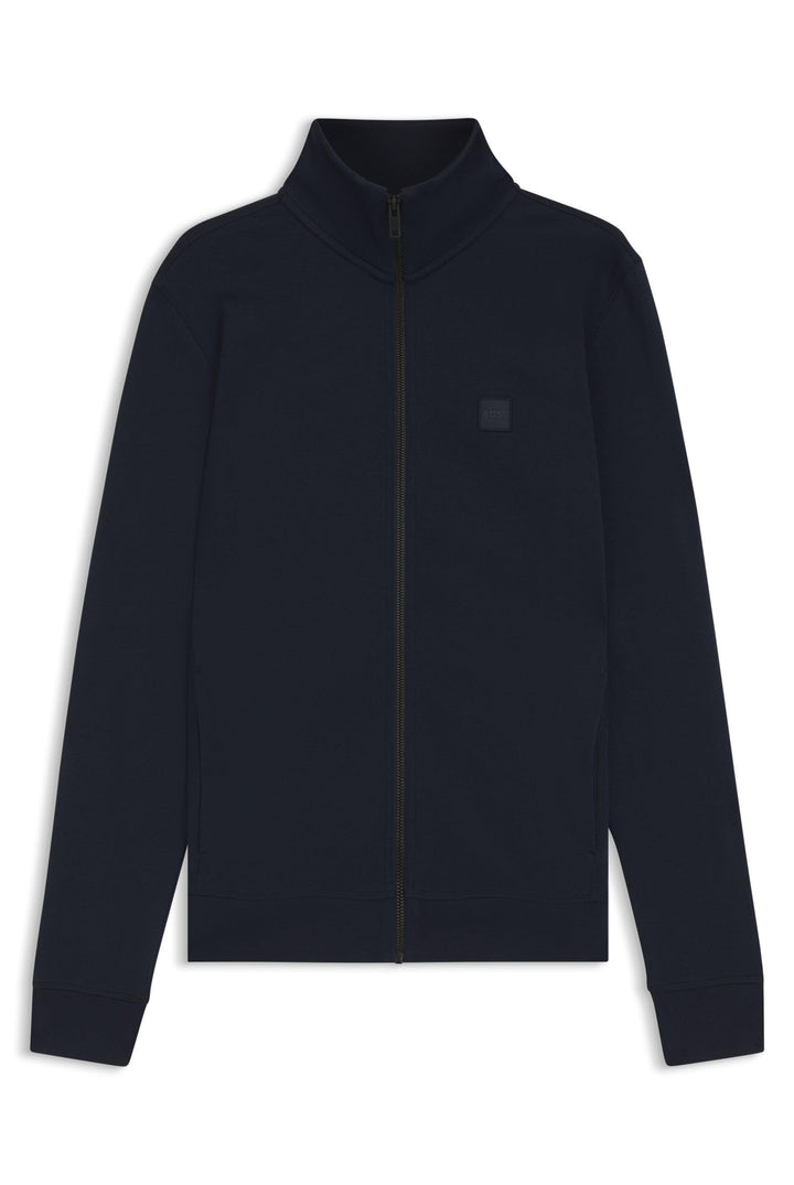 BOSS Herren Zestart Jacke aus Baumwoll-Terry mit Reissverschluss und Logo-Aufnäher S Dark Blue, S Da