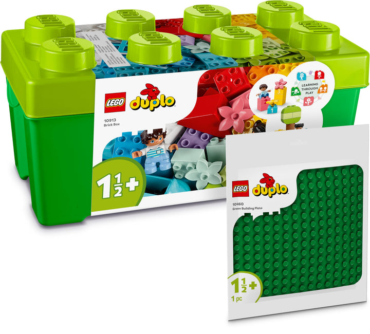 LEGO DUPLO Box &amp; Grüne Bauplatte - Kombi mit LEGO DUPLO Platte in Grün und Steinebox (10913 &amp; 10460)
