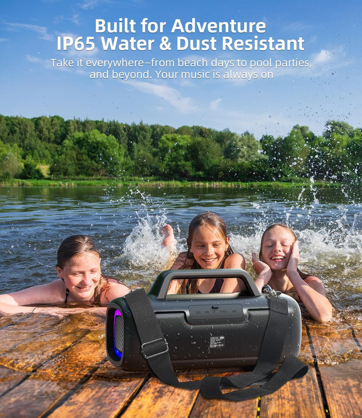Portable Bluetooth Speaker Wireless,140W Peak Loud Sound with 2 Subwoofers & Bass Boost, IP65 Waterp