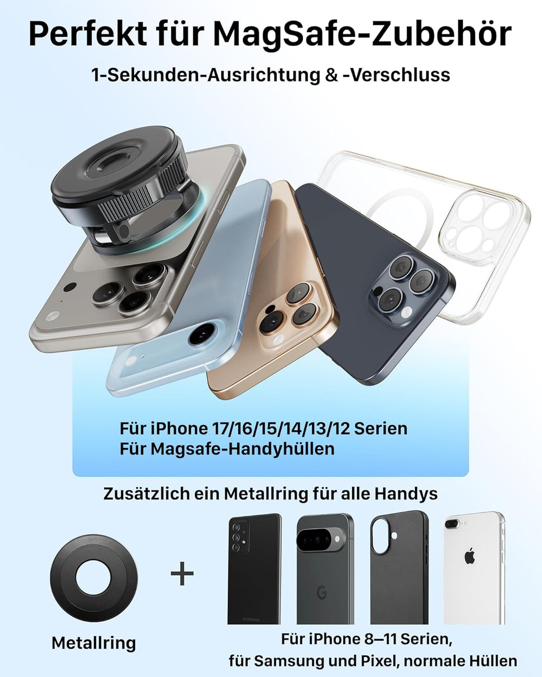 YOSH für MagSafe Autohalterung, Vakuum Handyhalterung Auto Magnet [Starker Vakuum-Saugnapf &amp; 22·N56