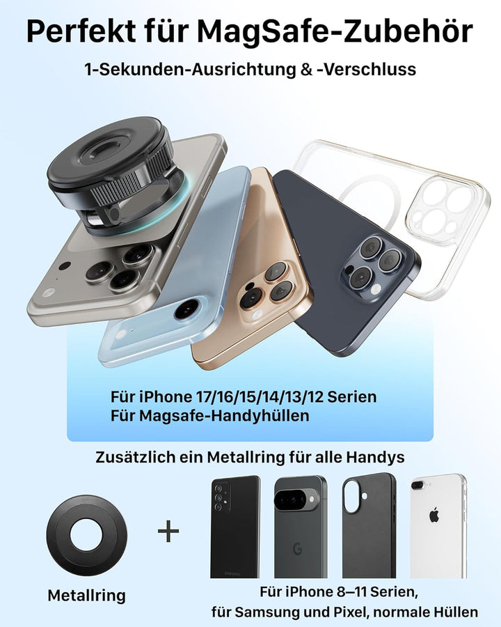 YOSH für MagSafe Autohalterung, Vakuum Handyhalterung Auto Magnet [Starker Vakuum-Saugnapf &amp; 22·N56