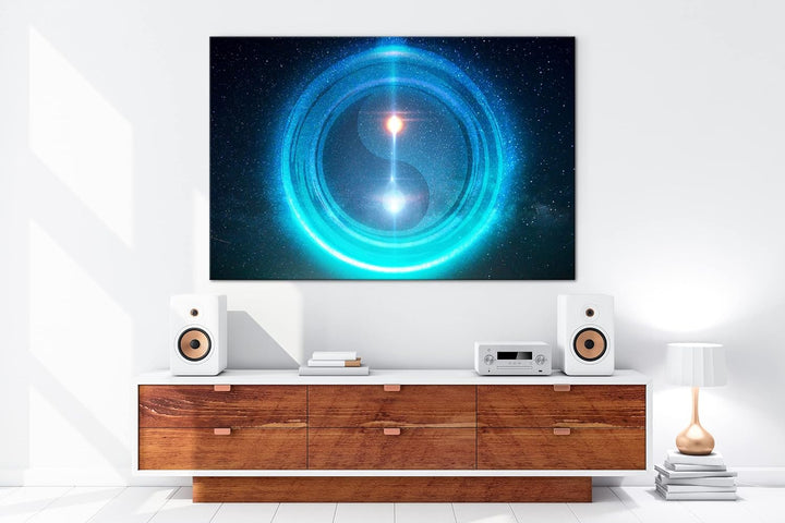 deyoli leuchtendes Ying Yang Symbol Format: 80x60 als Leinwandbild, Motiv fertig gerahmt auf Echthol