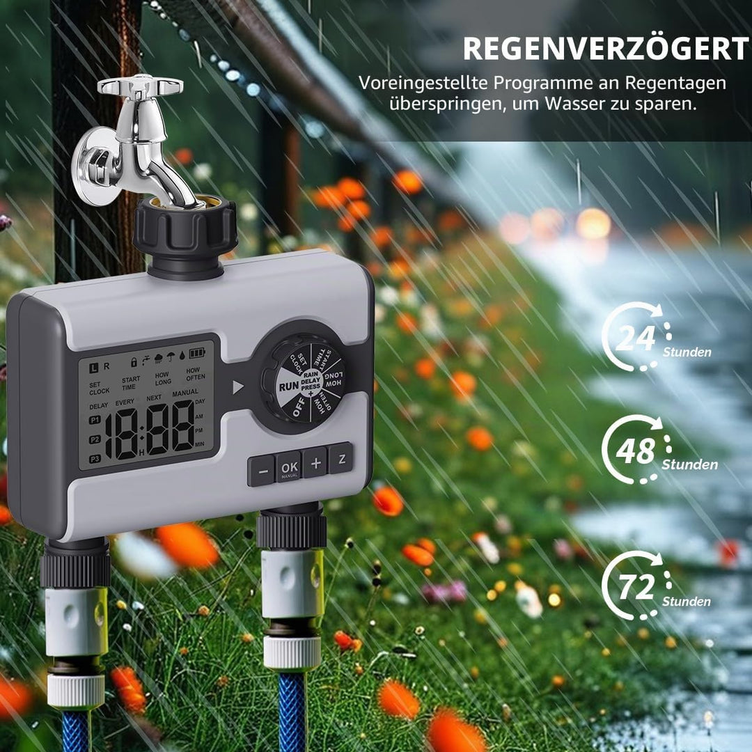2 ausgängen Garten Bewässerungscomputer Wasser Zeitschaltuhr mit LCD-Display, Automatische/Manuell B