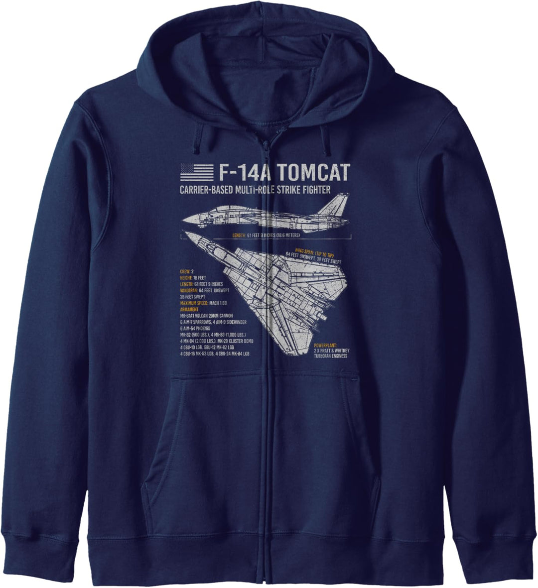 F-14 Tomcat F14 Aircraft Airplane Blueprint Facts. Kapuzenjacke