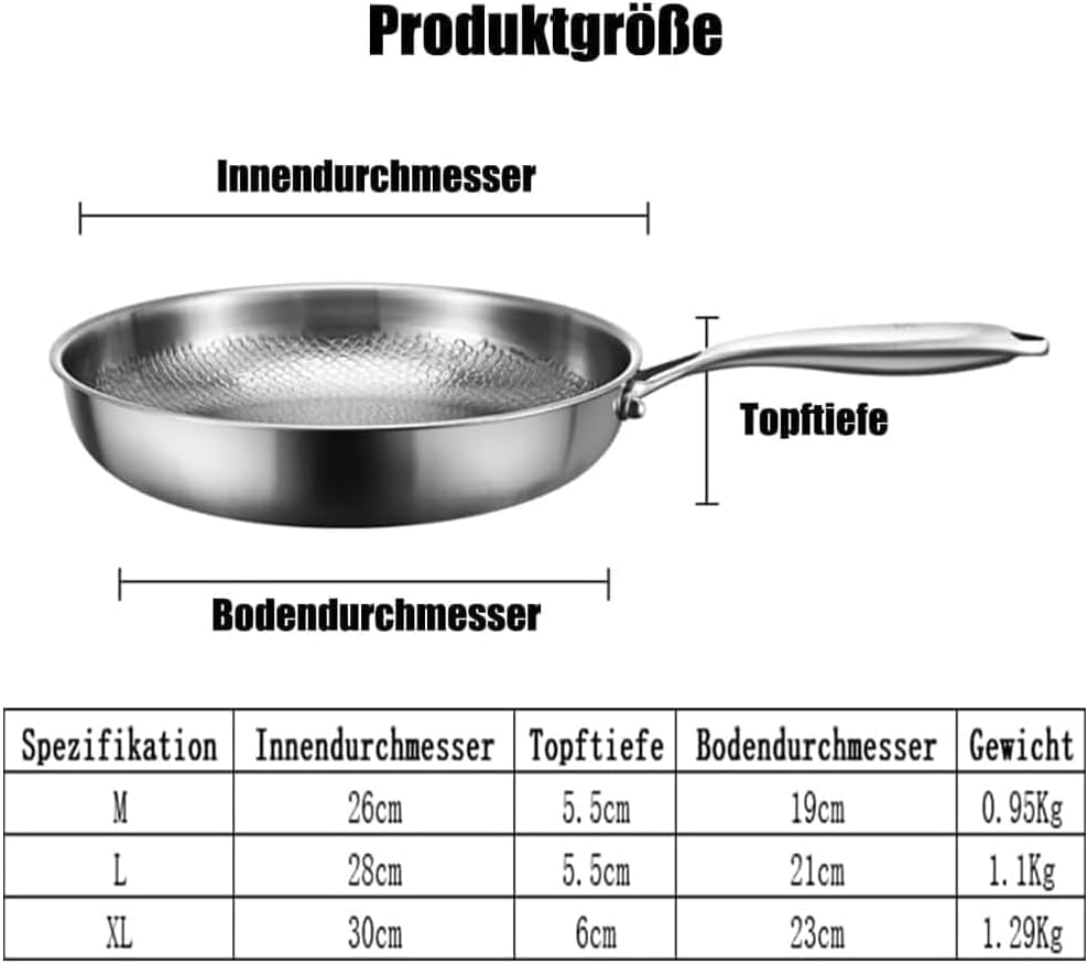 Titan Pfanne, Nicht Klebrige Reine Titantöpfe, Titan-Nährstoff-Hammertöpfe zum Kochen, Geeignet für