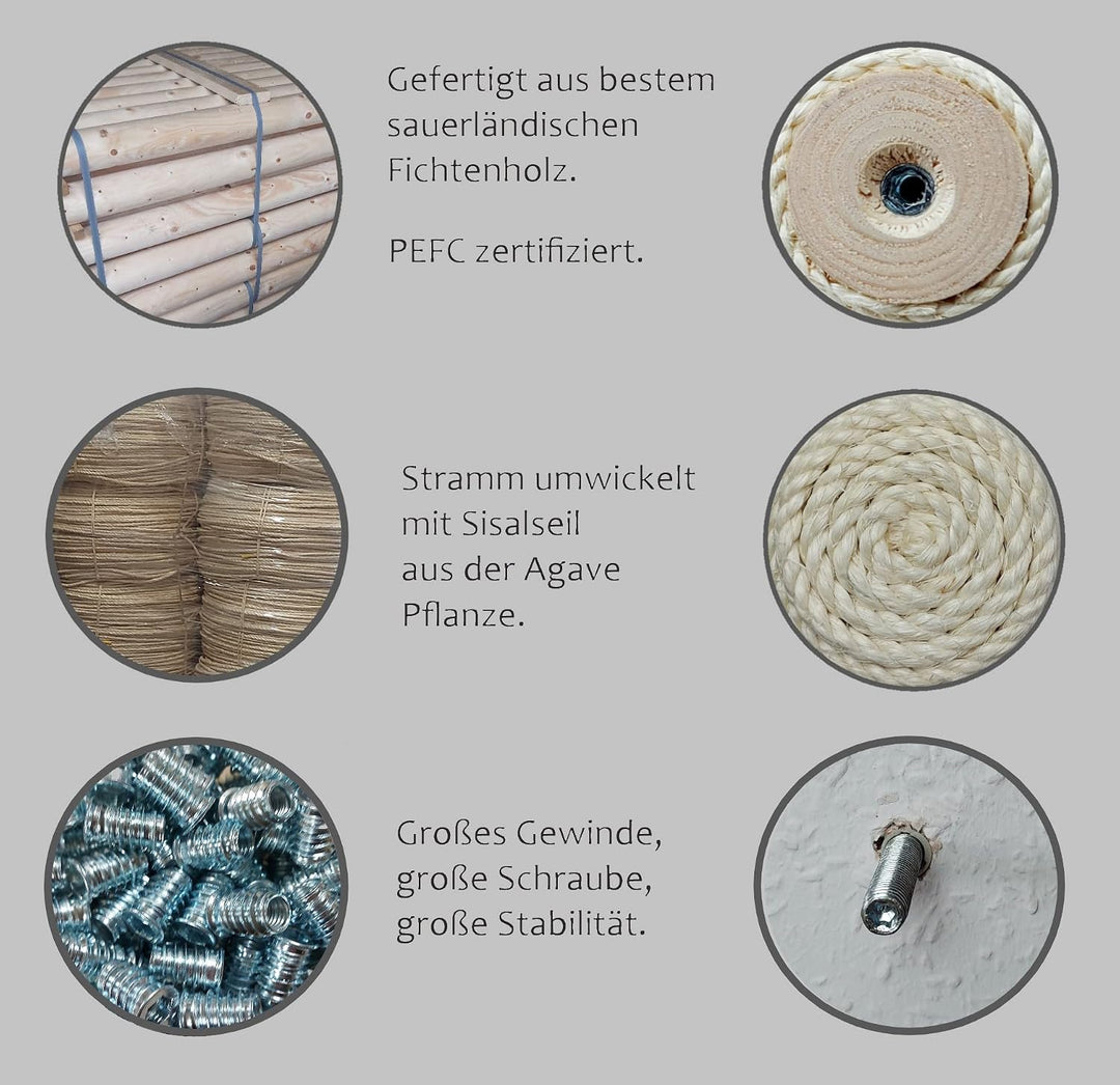 Sisal Stufe, Wand Treppe für Katzen - 20 cm x 7 cm [Menge wählbar] Katzenwand (3 Stück), 3 Stück